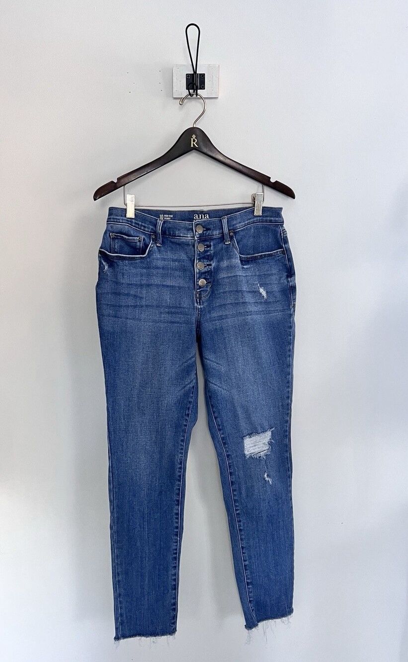 A.N.A High-Rise Skinny Jeans Women’s 10 Distressed Button Fly